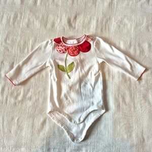 Gymboree girls size 6-12 months Adorable Fox line white body suit VGUC